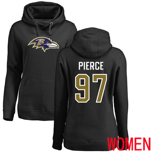 Baltimore Ravens Black Women Michael Pierce Name and Number Logo NFL Football #97 Pullover Hoodie Sweatshirt